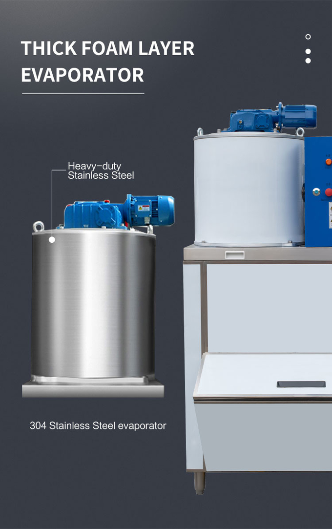 Luchtkoeling 500kg Flake Ice Maker Countertop voor commerciële R404a-generator 3
